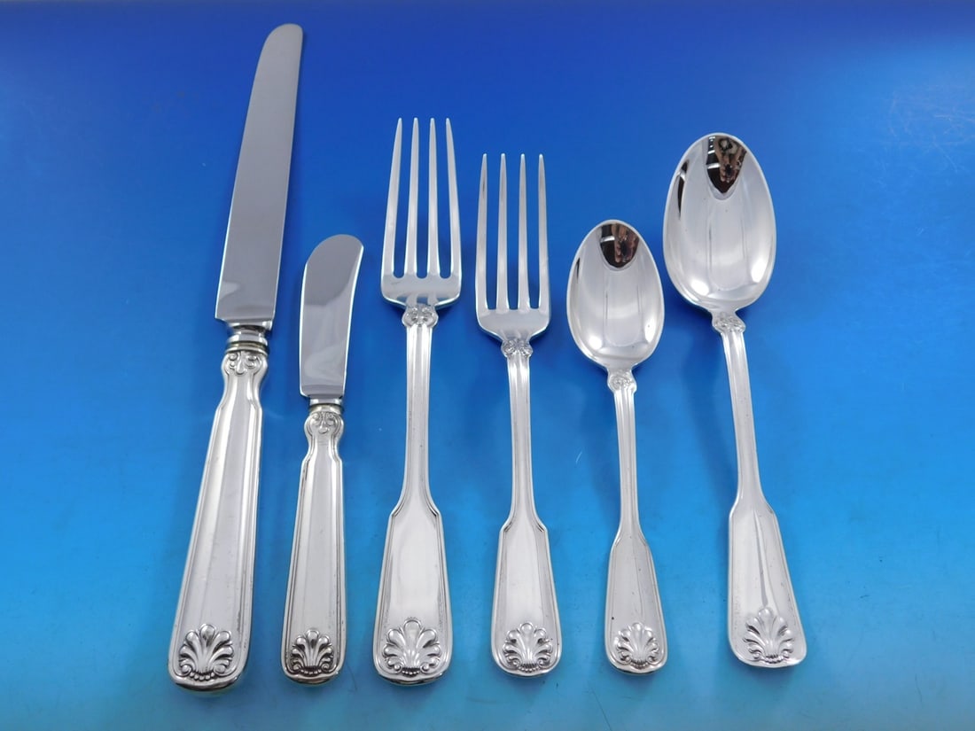 Tiffany & Co. Shell and Thread Sterling Silver Flatware Set 52 pcs for 8 (1 of 9)