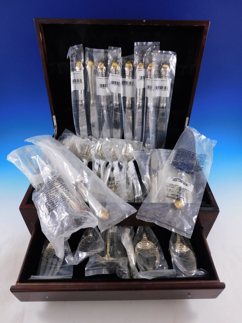 Gorham Edgemont Gold Sterling Silver Flatware Set 49 Pcs for 8 with Storage Chest (1 of 11)