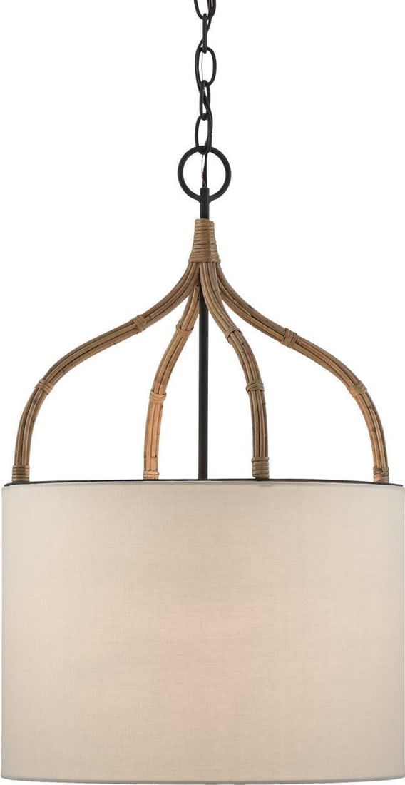 Currey Dunning Pendant Light Arurog Finish Off-White Shade UL-Listed (1 of 5)