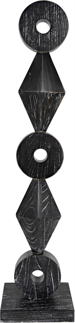 Tribal Mindi Totem Sculpture Cinder Black 59 inch Home Decor (1 of 7)