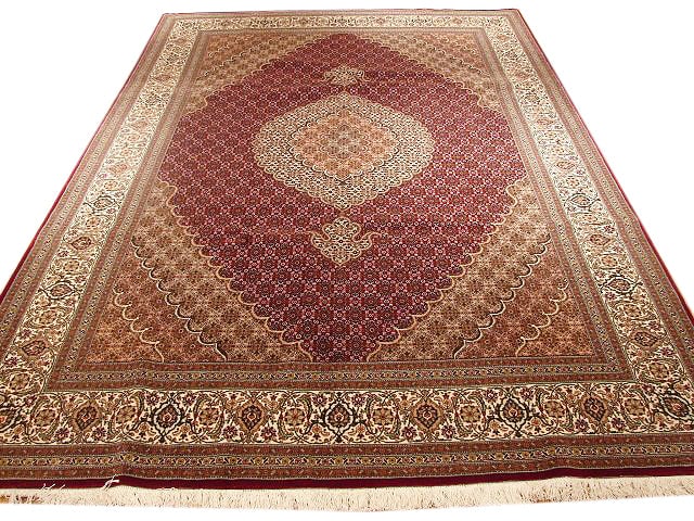Handcrafted Red Persian Tabriz Mahi Rug 6'7 x 10'3 Artisan Design: Handcrafted Red Persian Tabriz Mahi Rug 6'7 x 10'3 Artisan Design Free continental US Shipping Enhance your living space with this exquisite handcrafted 6' 7" x 10' 3" Red Persian Tabriz Mahi Rug, met