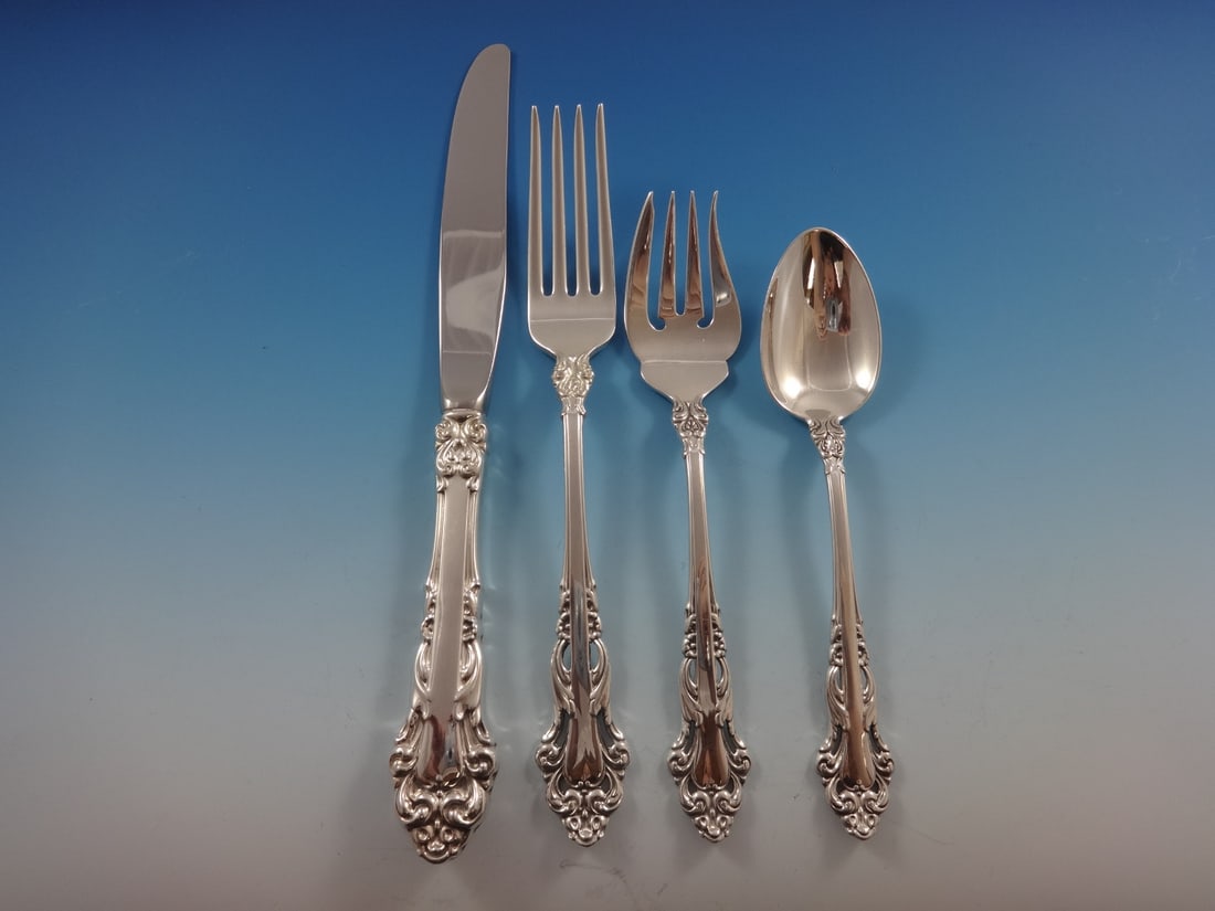 Reed & Barton Grande Renaissance Sterling Silver Flatware Set 54 Pcs with Storage Chest: Reed & Barton Grande Renaissance Sterling Silver Flatware Set 54 Pcs with Storage Chest Elevate your dining experience with the Grande Renaissance sterling silver flatware set by Reed & Barton, featur