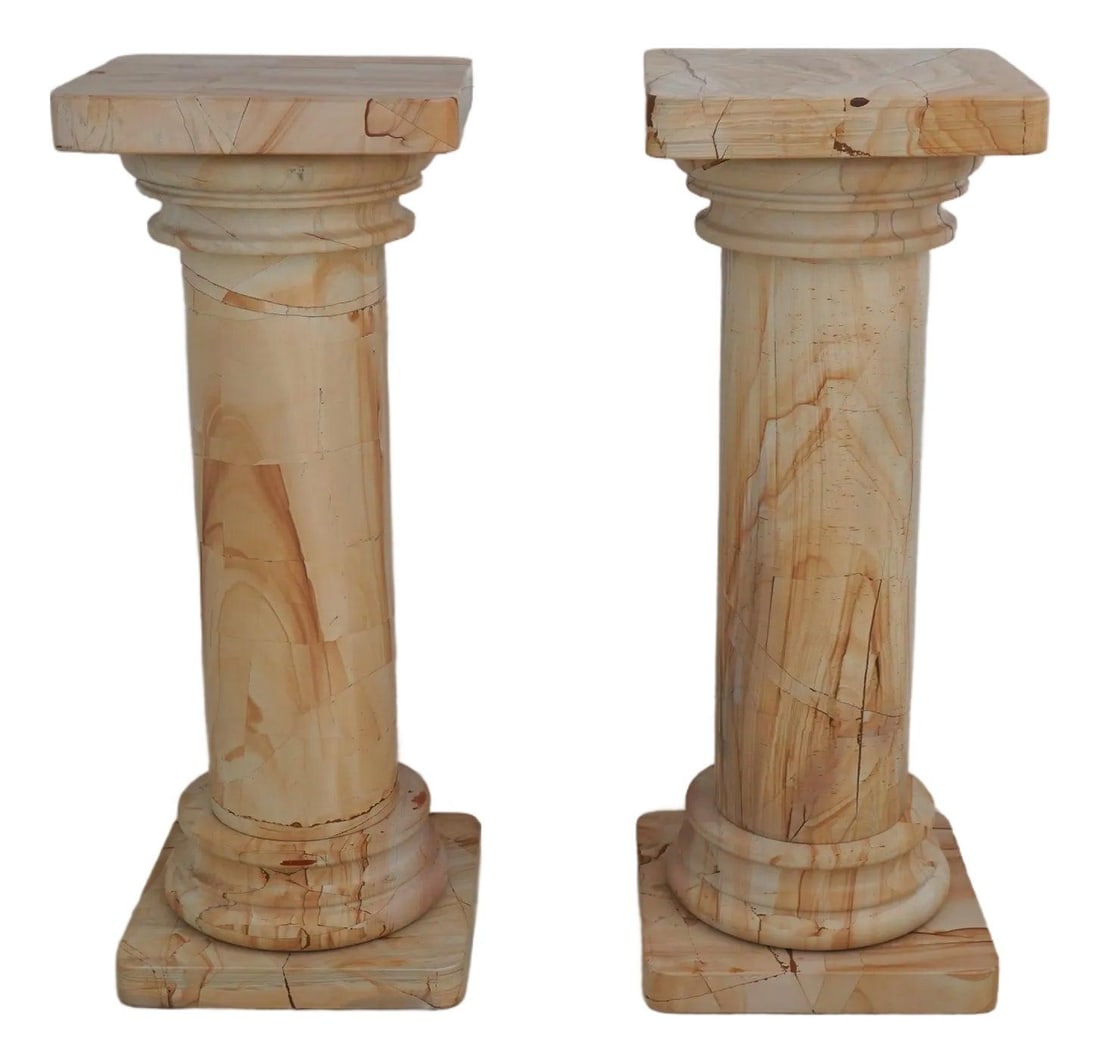 Elegant 5 Piece White Marble Onyx Column Pedestals (1 of 10)