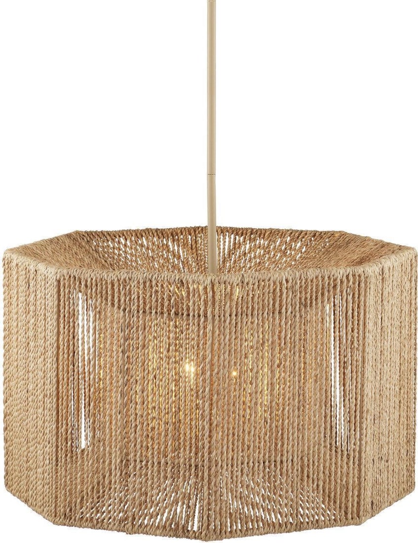 Currey Mereworth Natural Abaca Rope Oval Chandelier Dimmable 4 Bulbs (1 of 4)
