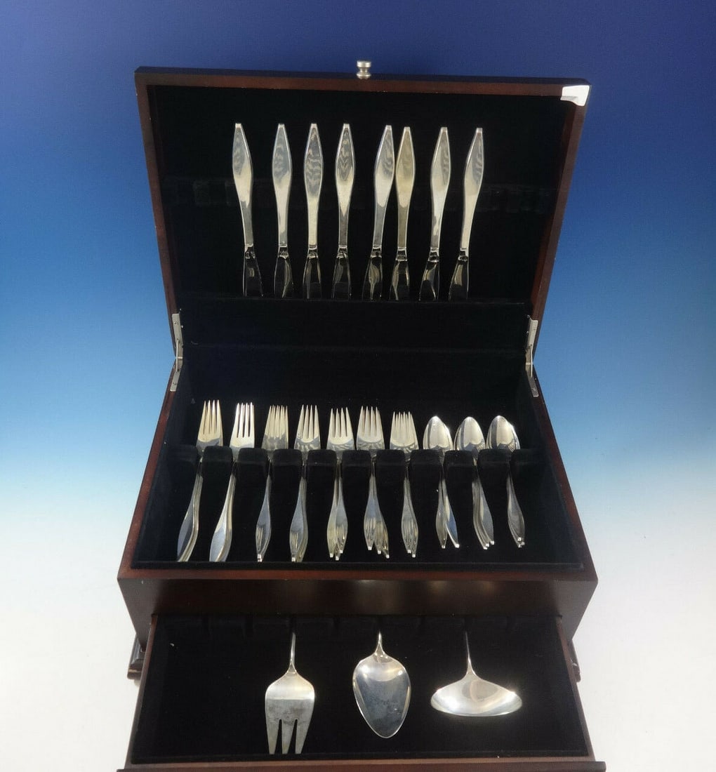 Reed & Barton Lark Sterling Silver Flatware Set 35 Pcs Mid-Century Modern with Storage Chest (1 of 8)