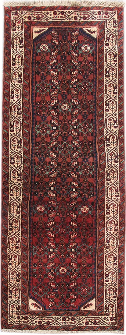 Vibrant 2' x 7' Red Persian Hamadan Rug: Vibrant 2' x 7' Red Persian Hamadan Rug Free continental US Shipping Enhance your space with this stunning 2' x 7' Red Persian Hamadan Rug. This exquisite piece showcases the intricate craftsmanship a