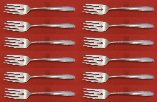 Towle Sterling Silver Silver Flutes Salad Forks Set of 12 (1 of 6)