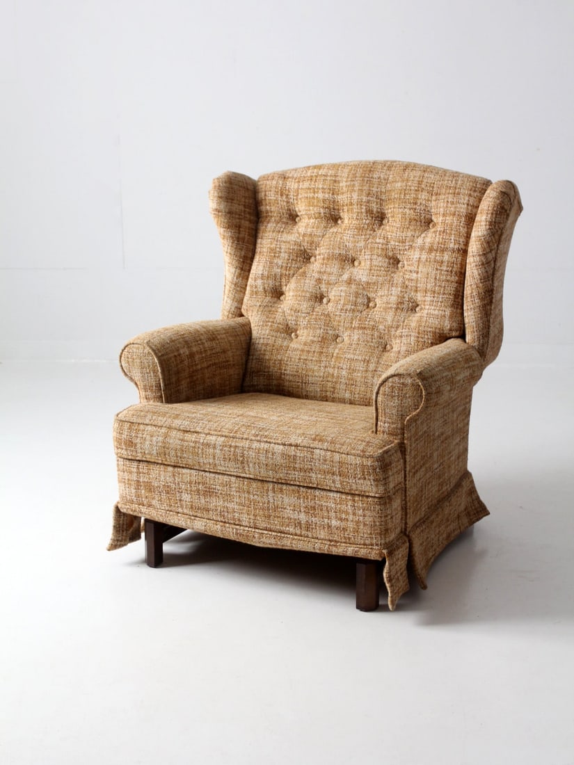 1970s Vintage La-Z-Boy Recliner Tan Tweed Tufted Design (1 of 18)