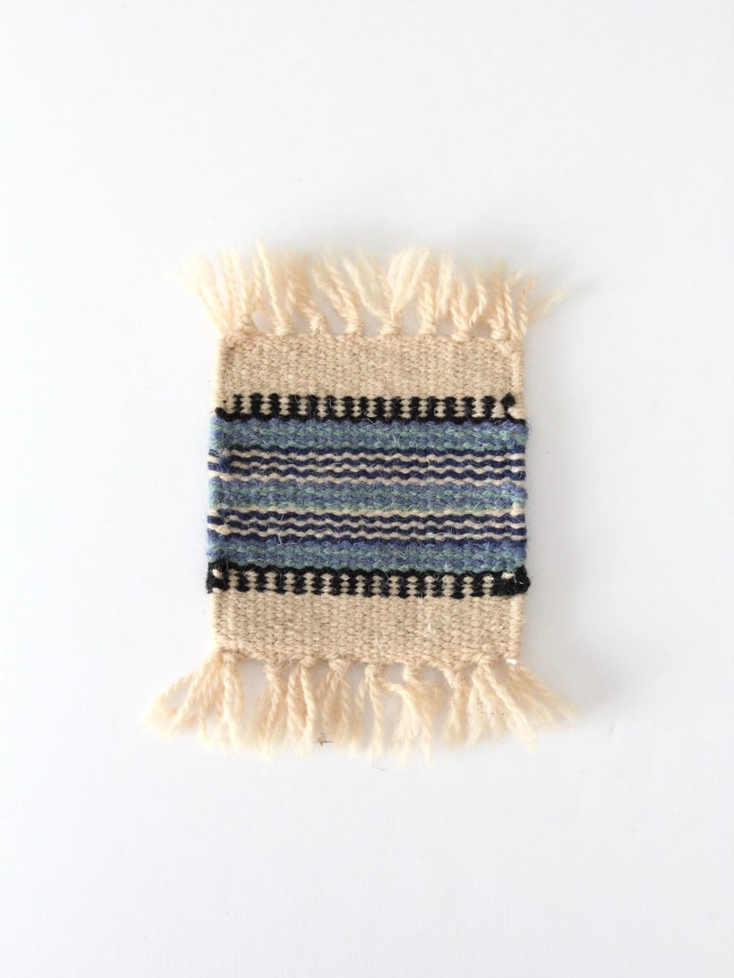 Handwoven Wool Southwestern Patterned Textile With Fringe 8 x 5 Inch (1 of 6)