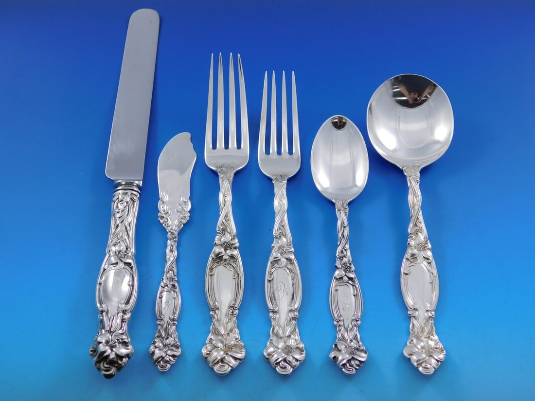 International Silver Frontenac Sterling Silver Flatware Set 75 pcs for 12 Art Nouveau (1 of 8)