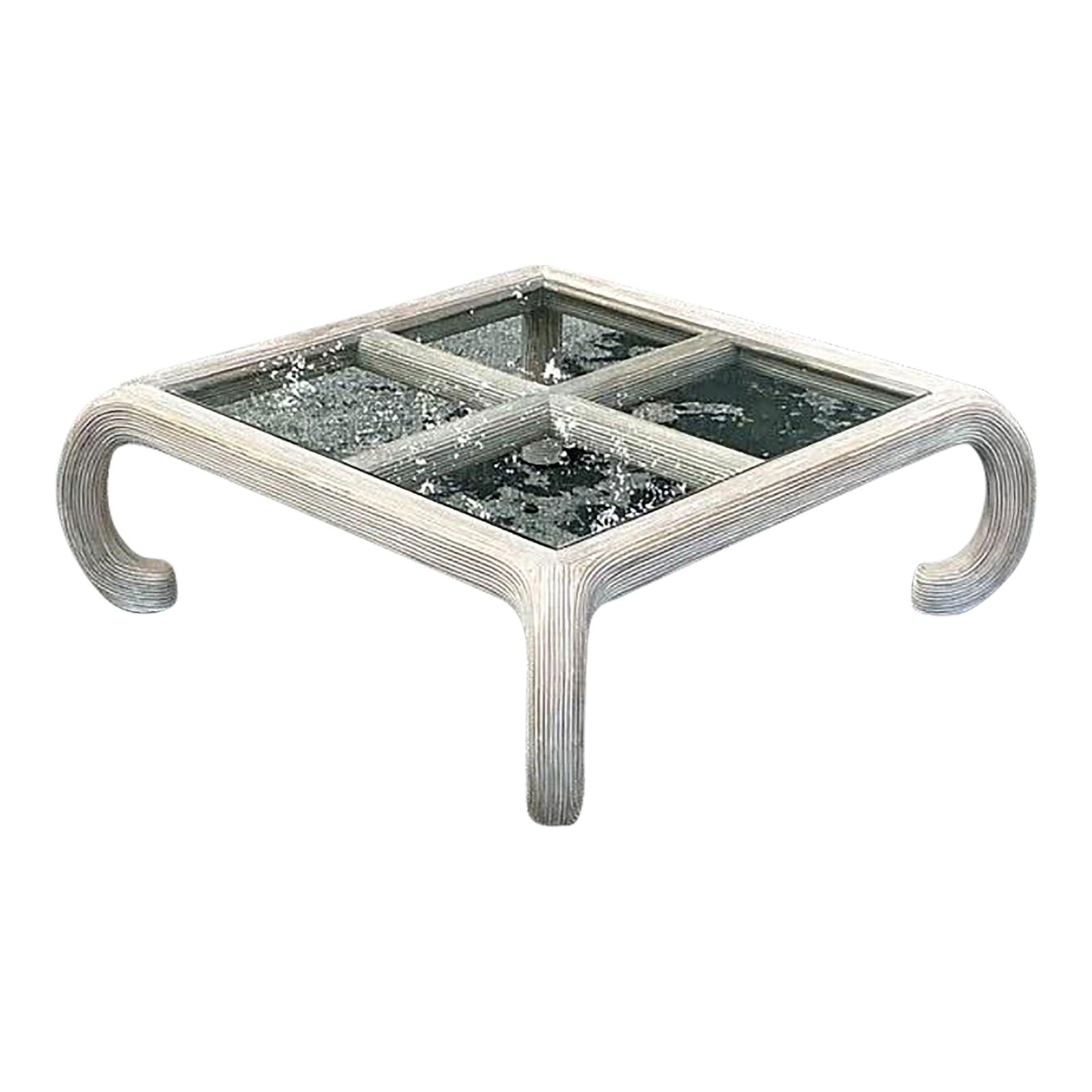 Vintage Coastal Washed Pencil Reed Coffee Table in Almond (1 of 8)