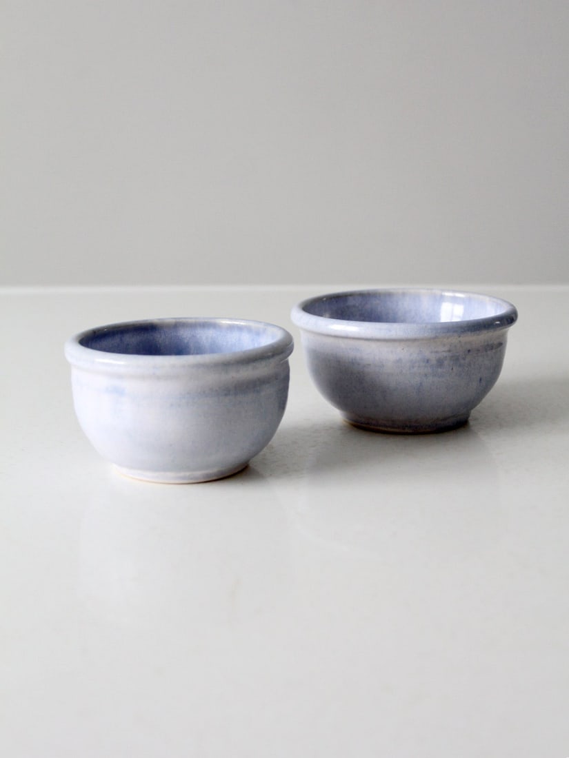 Judy Smith Vintage Pottery Bowls Pair Lavender Blue Glaze 1979 (1 of 14)