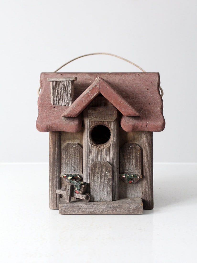 Charming Vintage Birdhouse by Brian Marshall 1990s Rustic Wood (1 of 11)
