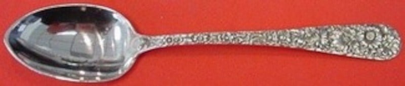 Kirk Repousse Sterling Silver Teaspoon 5.5 to 5.625 Inch: Kirk Repousse Sterling Silver Teaspoon 5.5 to 5.625 Inch This exquisite teaspoon from Kirk showcases the elegant Repousse pattern, crafted in fine sterling silver. Measuring between 5 1/2" and 5 5/8",