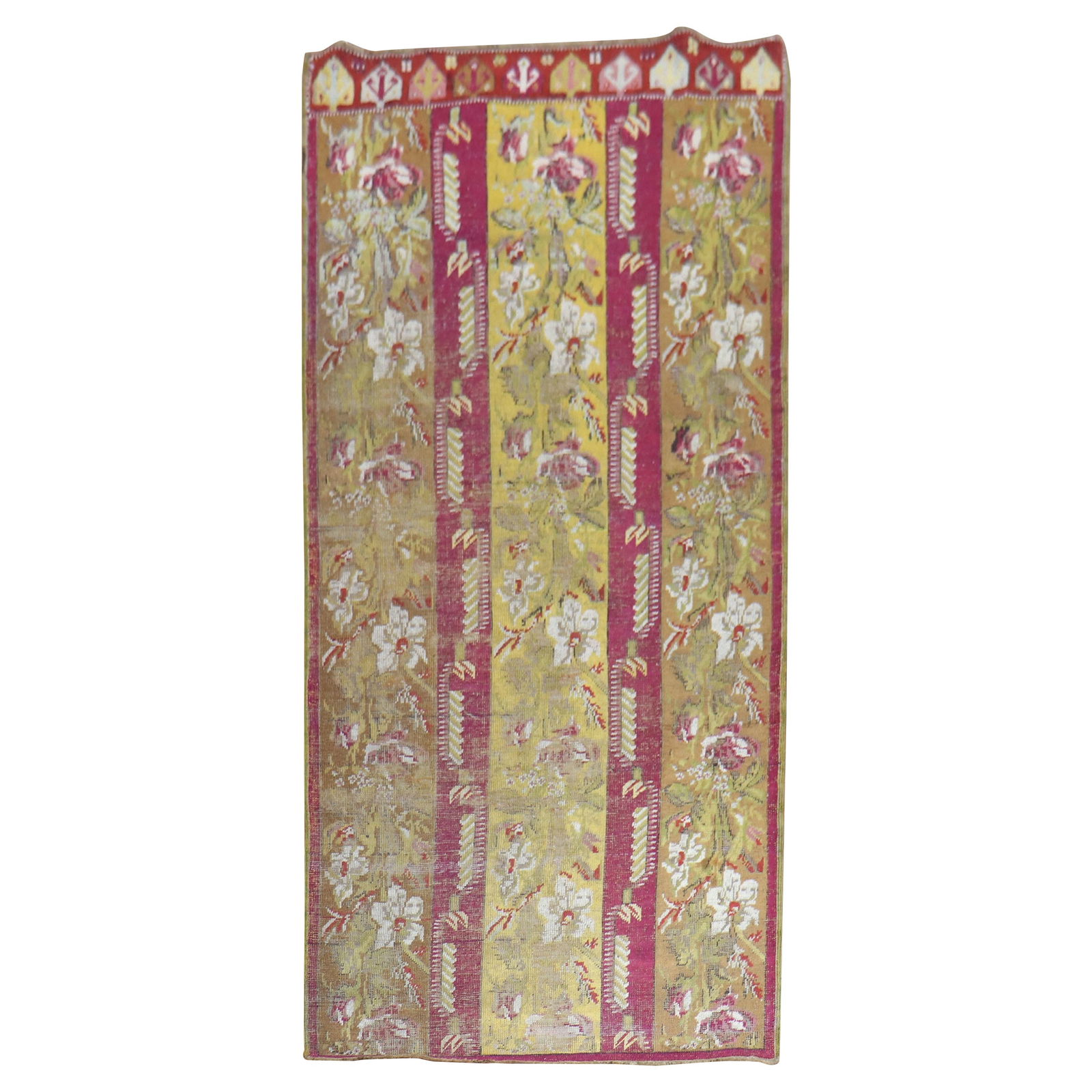 Late 19th Century Turkish Ghiordes Floral Runner Wool Hand-Woven 3'6'' x 7': Late 19th Century Turkish Ghiordes Floral Runner Wool Hand-Woven 3'6'' x 7' Discover the charm of this authentic late 19th century Turkish Ghiordes runner, featuring a beautiful floral motif that refl