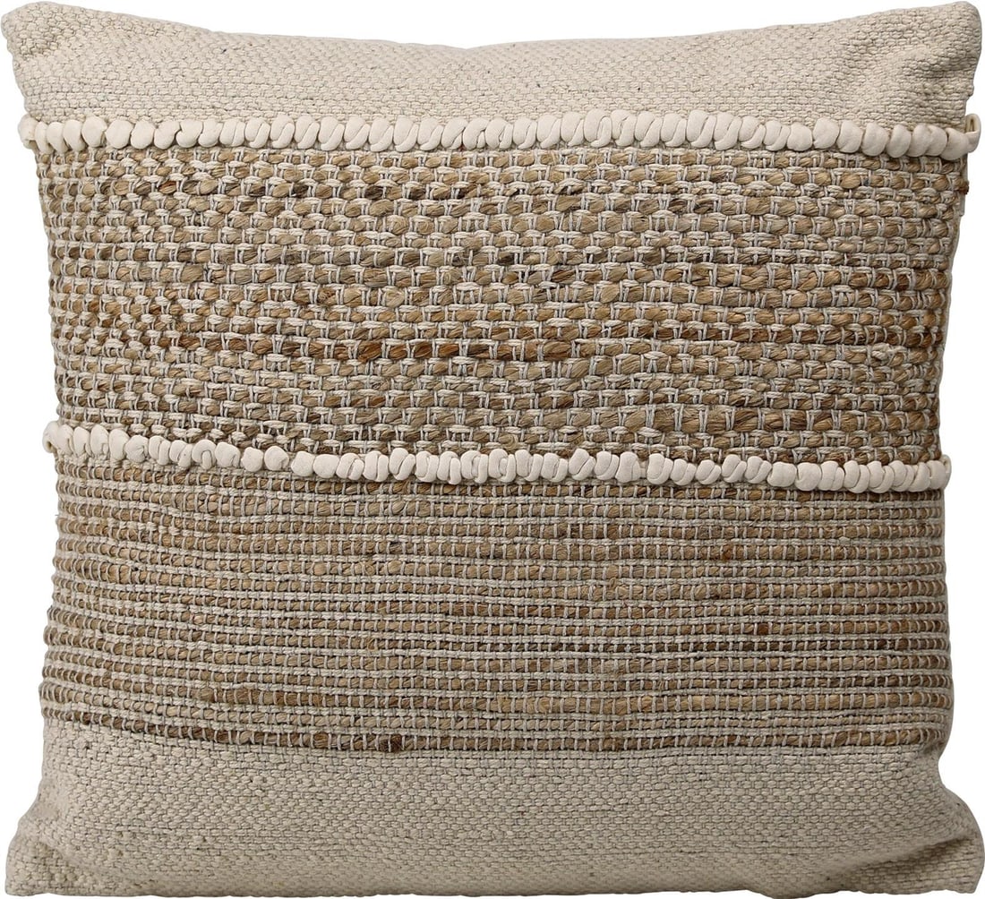Blanche Collection Handwoven Jute Pillow 24x24 Ivory Design (1 of 2)