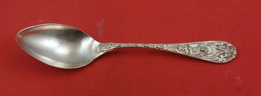 Italian Sterling Silver Dessert Spoon 800 Silver Floral Design 6 3/8" (1 of 2)