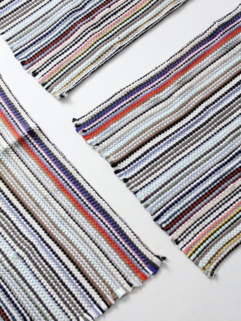 Charming Set of 3 Vintage Hand-Loomed Rag Rugs (1 of 10)