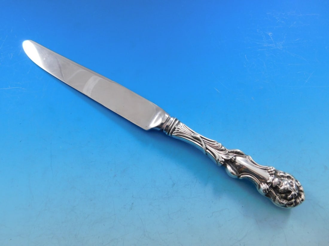 Wallace Sterling Silver Dinner Knife Lion Pattern 9 3/4 French Blade (1 of 3)