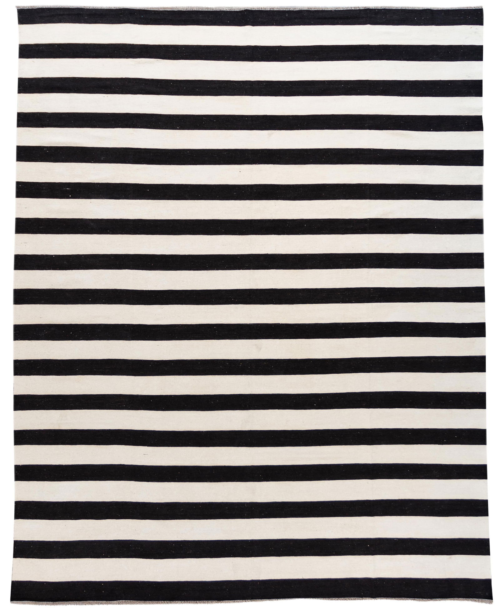 Oversized Black and White Striped Wool Kilim Rug: Oversized Black and White Striped Wool Kilim Rug Discover the elegance of this striking 21st-century contemporary Kilim rug, expertly handwoven from high-quality wool. Featuring a bold all-over black