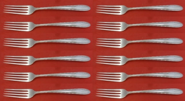 Towle Silver Flutes Sterling Silver Forks Set of 12 pcs 7 3/8 (1 of 6)
