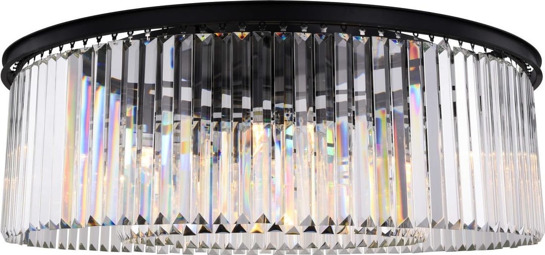 Sydney Flush-Mount Ceiling Light Matte Black Royal-Cut Crystal UL-Listed: Sydney Flush-Mount Ceiling Light Matte Black Royal-Cut Crystal UL-Listed Illuminate your space with the Sydney Ceiling Light, designed in a stylish matte black finish that complements both antique and