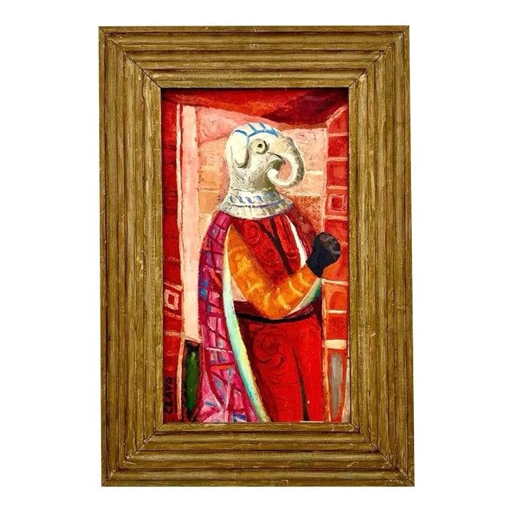 Surreal Vintage Boho Elephant Artwork in Wooden Frame (1 of 8)
