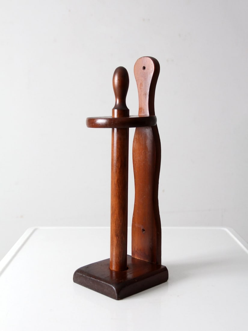 Mid-Century Wooden Paper Towel Holder with Wall Mount Option (1 of 10)