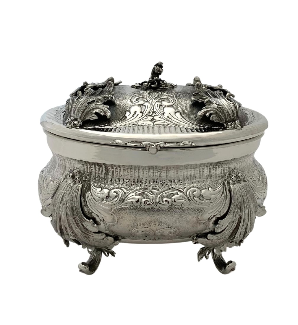 Handmade Italian Sterling Silver Leaf Applique Esrog Box 925 (1 of 5)