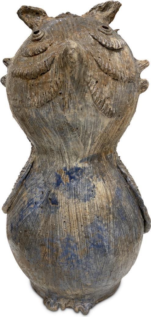Large Currey Terracotta Reactive Glaze Hoot Owl Statue 16.5 inches: Large Currey Terracotta Reactive Glaze Hoot Owl Statue 16.5 inches Introducing a striking Unique Reactive Glaze Owl Statue, a perfect blend of artistry and nature. This large hoot owl sculpture, craft