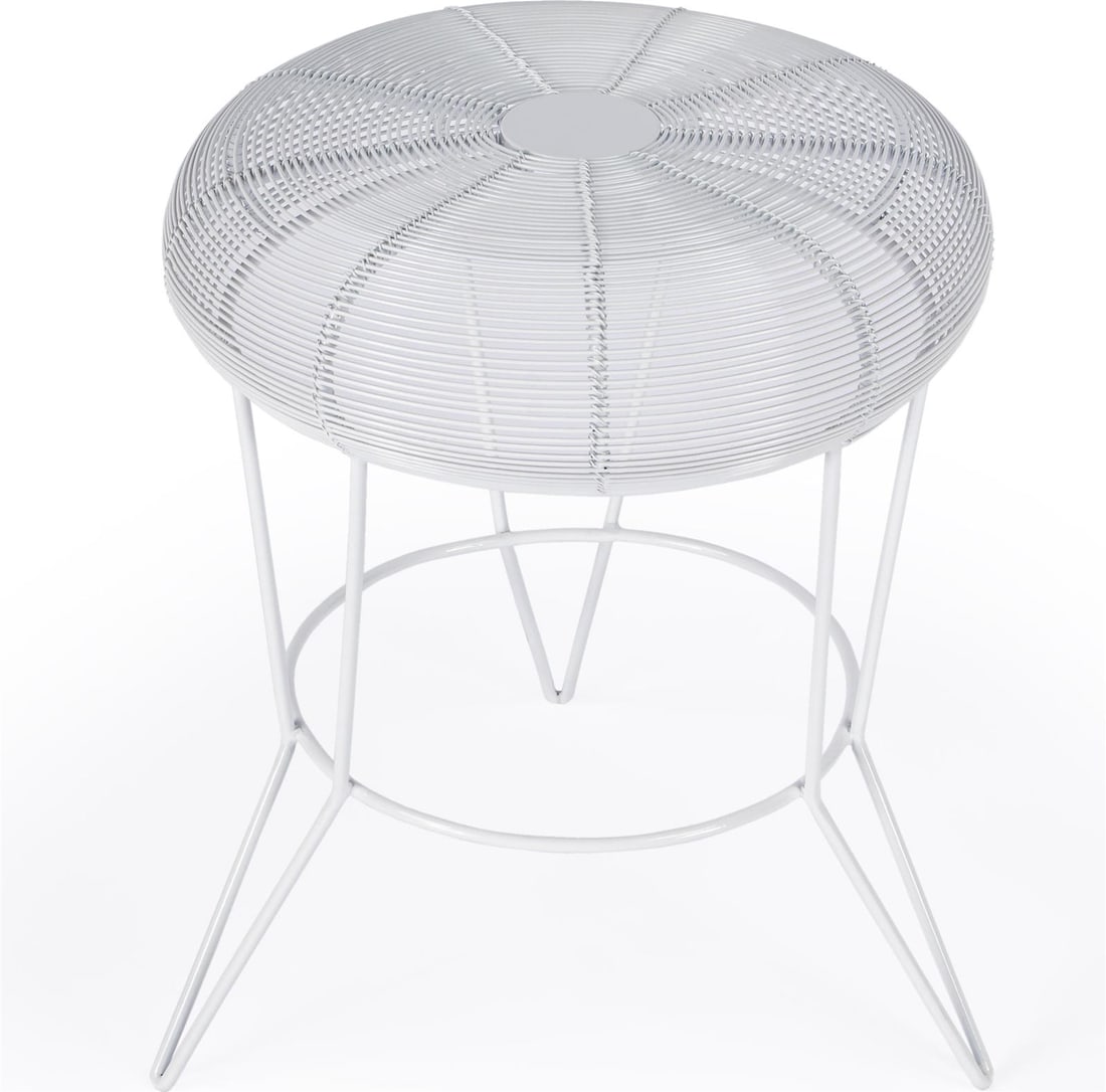 Butler Specialty White Iron Side Table Industrial Style Chic (1 of 7)