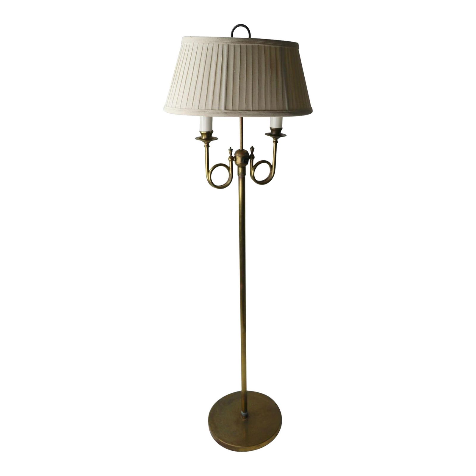 Elegant Brass 2-Light Floor Lamp with Original Oval Shade (1 of 10)
