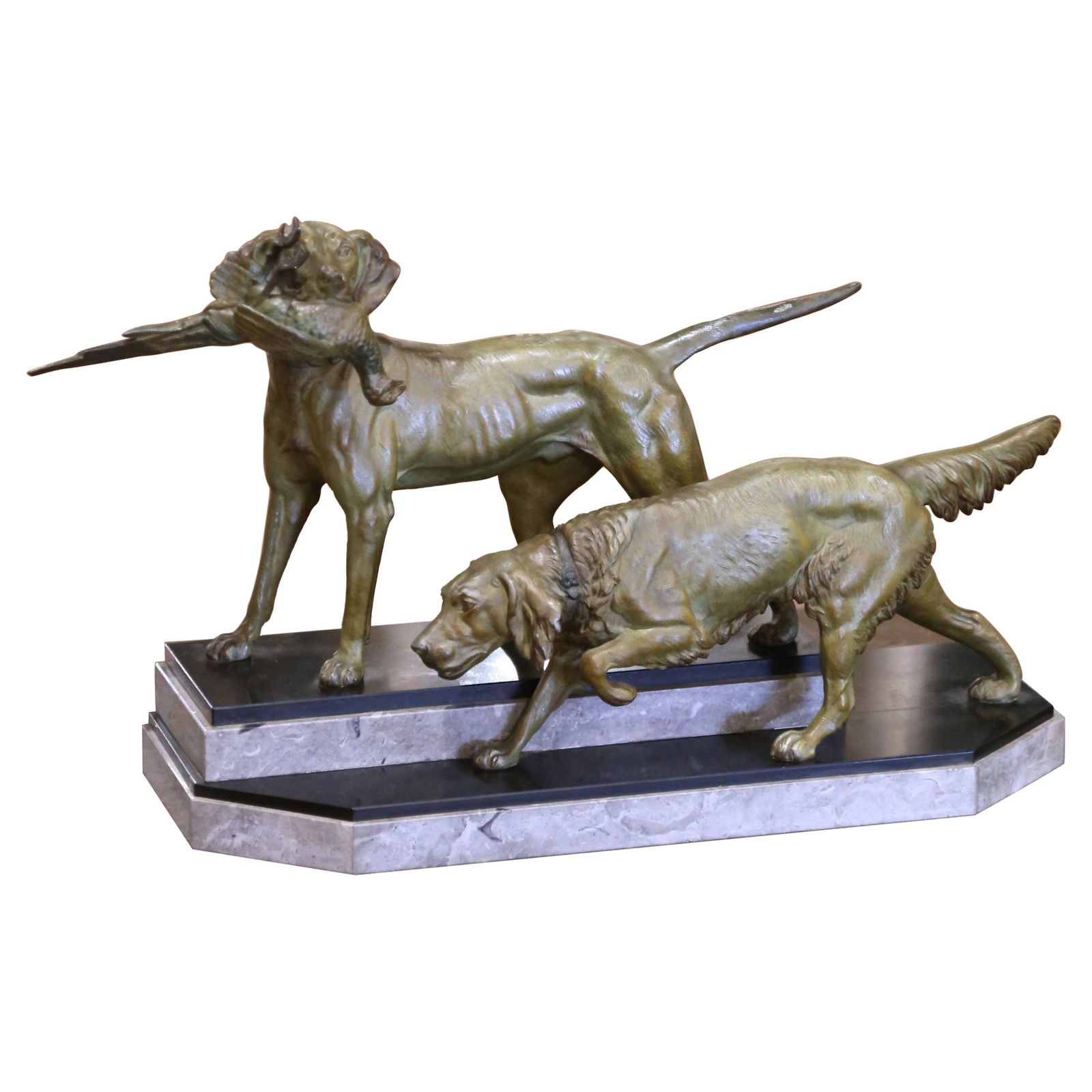 19th Century French Spelter Hunting Dogs Sculpture by C. Masson (1 of 11)