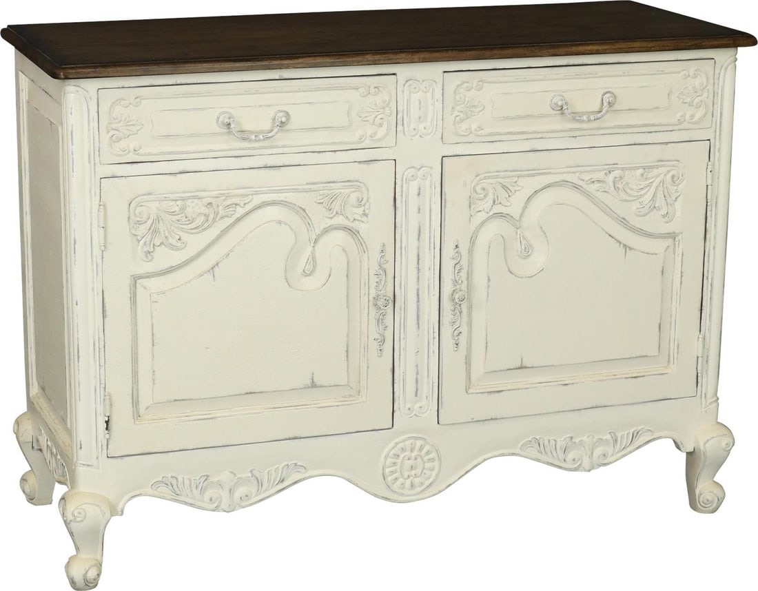Charming Solid Wood French Country Rustic White Sideboard (1 of 10)