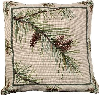 New Handmade Needlepoint Pillow Pine Boughs 18x18 (1 of 1)