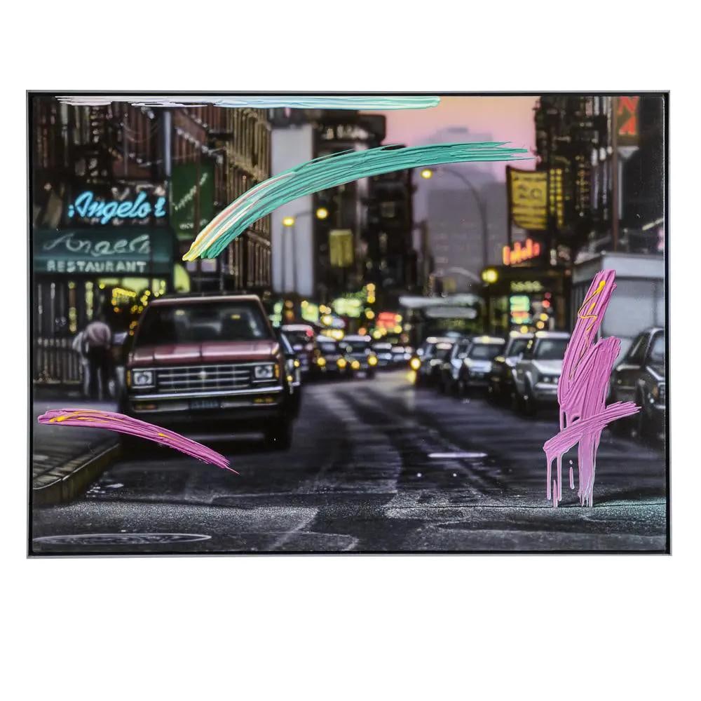 Bruce Evans Angelo's Pop Art Painting Nocturnal Expressions 1989 Acrylic on Canvas: Bruce Evans Angelo's Pop Art Painting Nocturnal Expressions 1989 Acrylic on Canvas Discover a fabulous original pop art painting titled "Angelo's" by American artist Bruce Evans, part of the Nocturnal