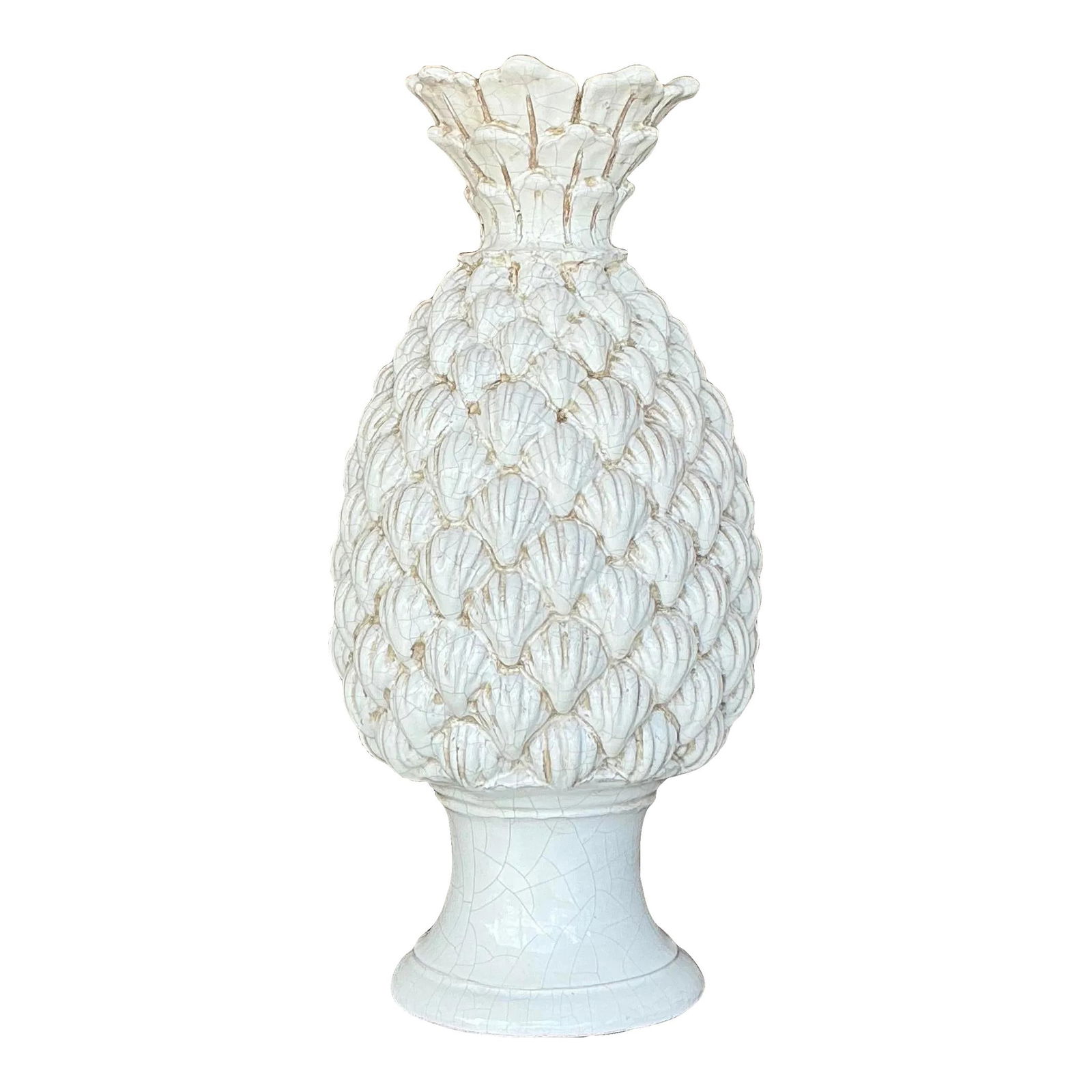 Vintage Italian Ceccerelli Pineapple Table Lamp Ceramic Off-White 24.75in (1 of 5)