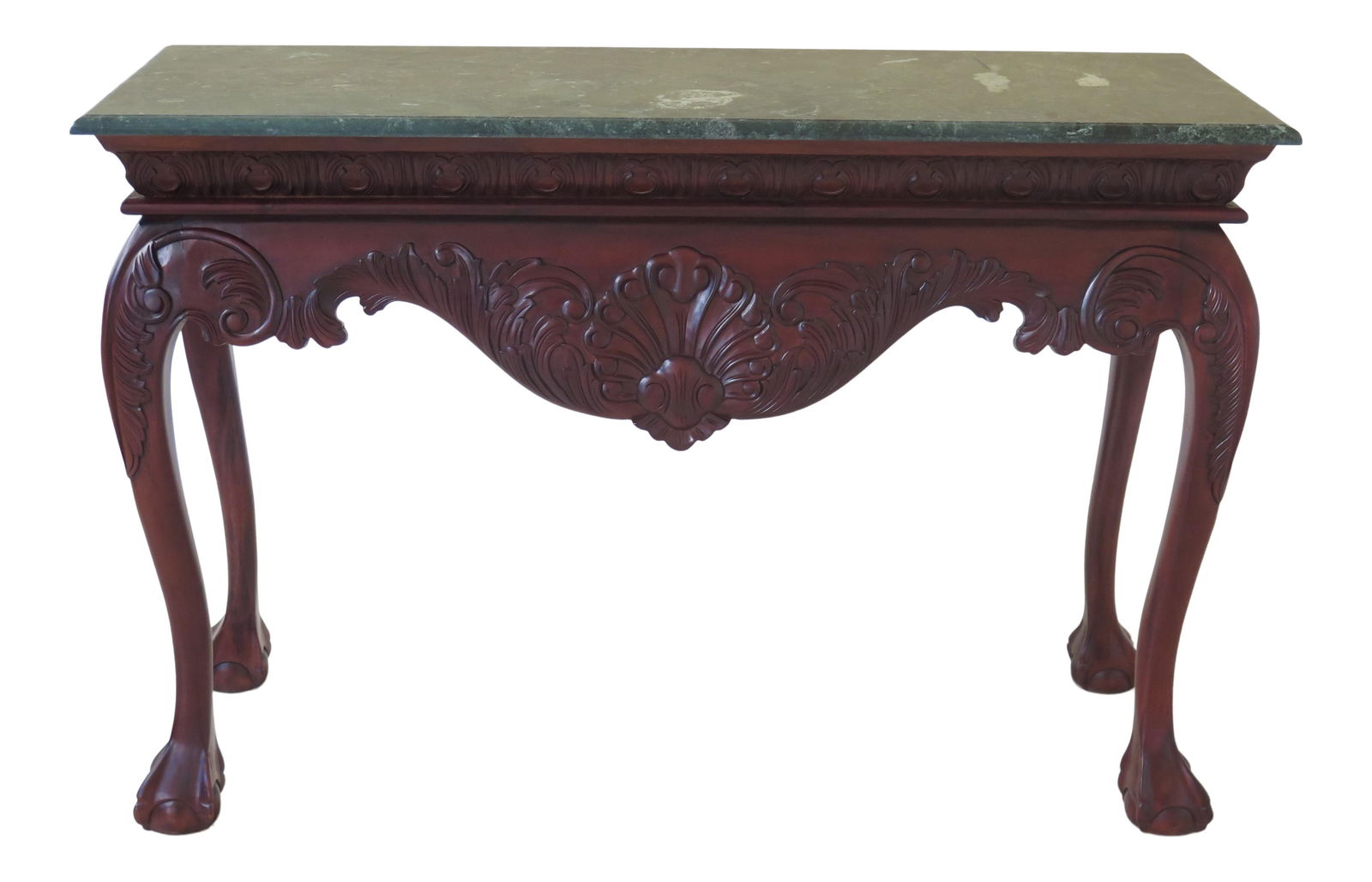 Chippendale Style Mahogany Console Table with Marble Top (1 of 10)