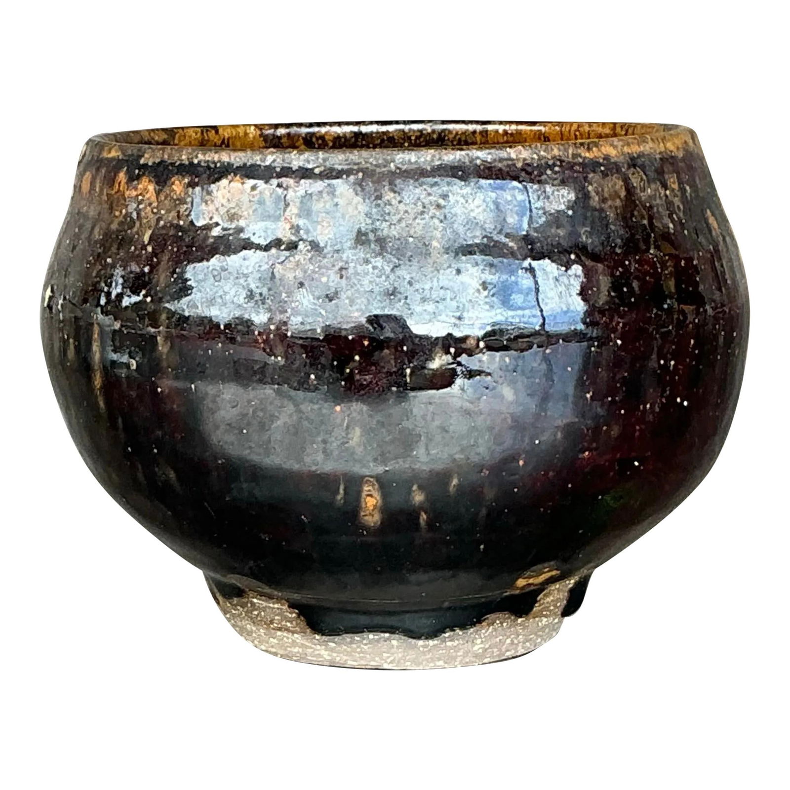 Vintage Boho Studio Pottery Bowl Coffee Color 5.25" (1 of 7)