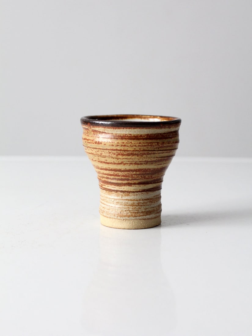 Signed Vintage Studio Pottery Vase with Striped Glaze (1 of 9)