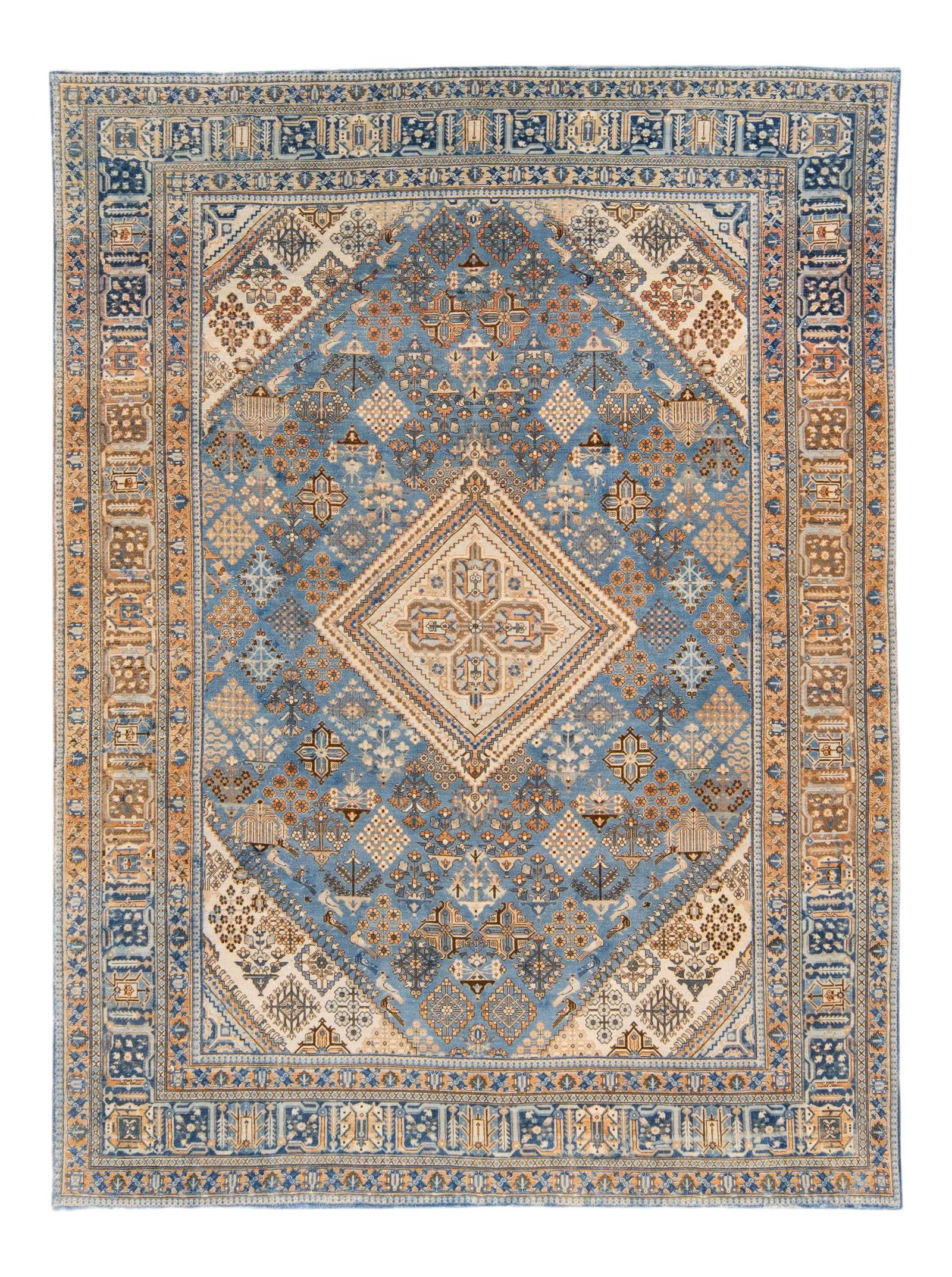 Antique Tabriz Persian Wool Rug Blue Geometric Design 8'9 x 11'8 (1 of 10)