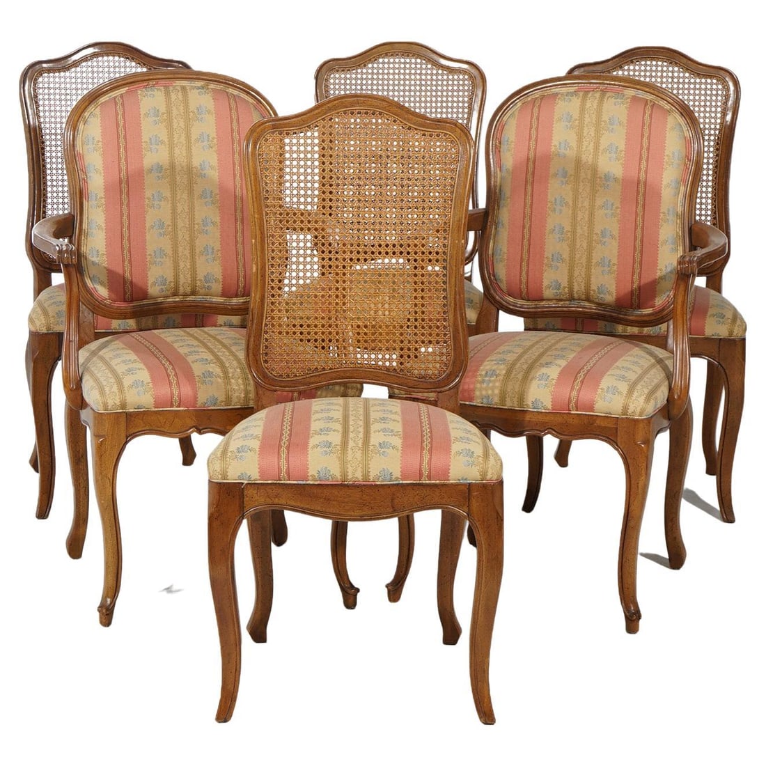 Set of 6 French Louis XIV Mahogany Cane Dining Chairs (1 of 18)