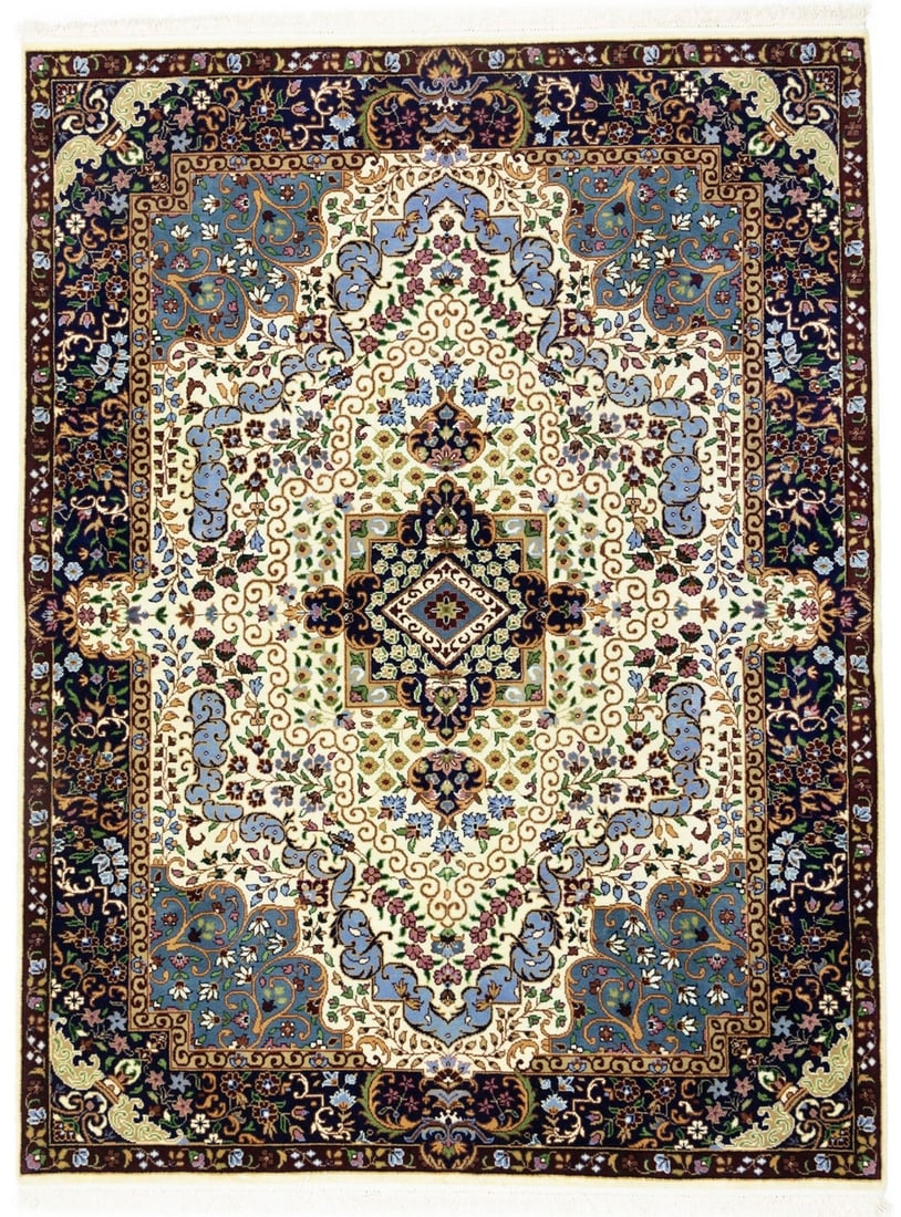 Handmade Wool Area Rug Floral Pattern Rectangle 5'9 x 7'8 Kirman Design (1 of 18)