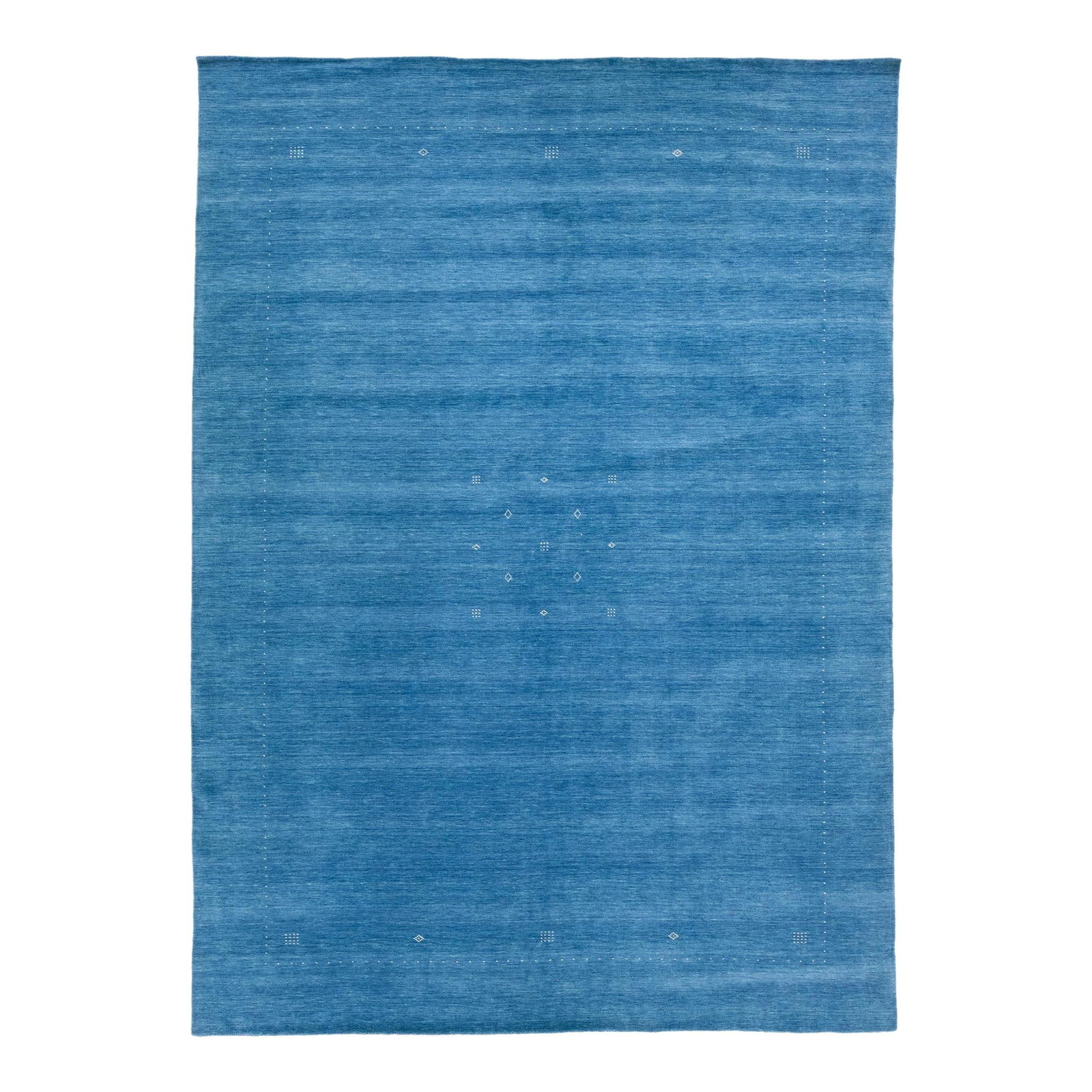 Handmade Blue Gabbeh Wool Rug 9'10 x 13'10 Minimalist Design: Handmade Blue Gabbeh Wool Rug 9'10 x 13'10 Minimalist Design This stunning Gabbeh-style rug features a rich blue color field complemented by an elegant white minimalist design, perfect for adding a co