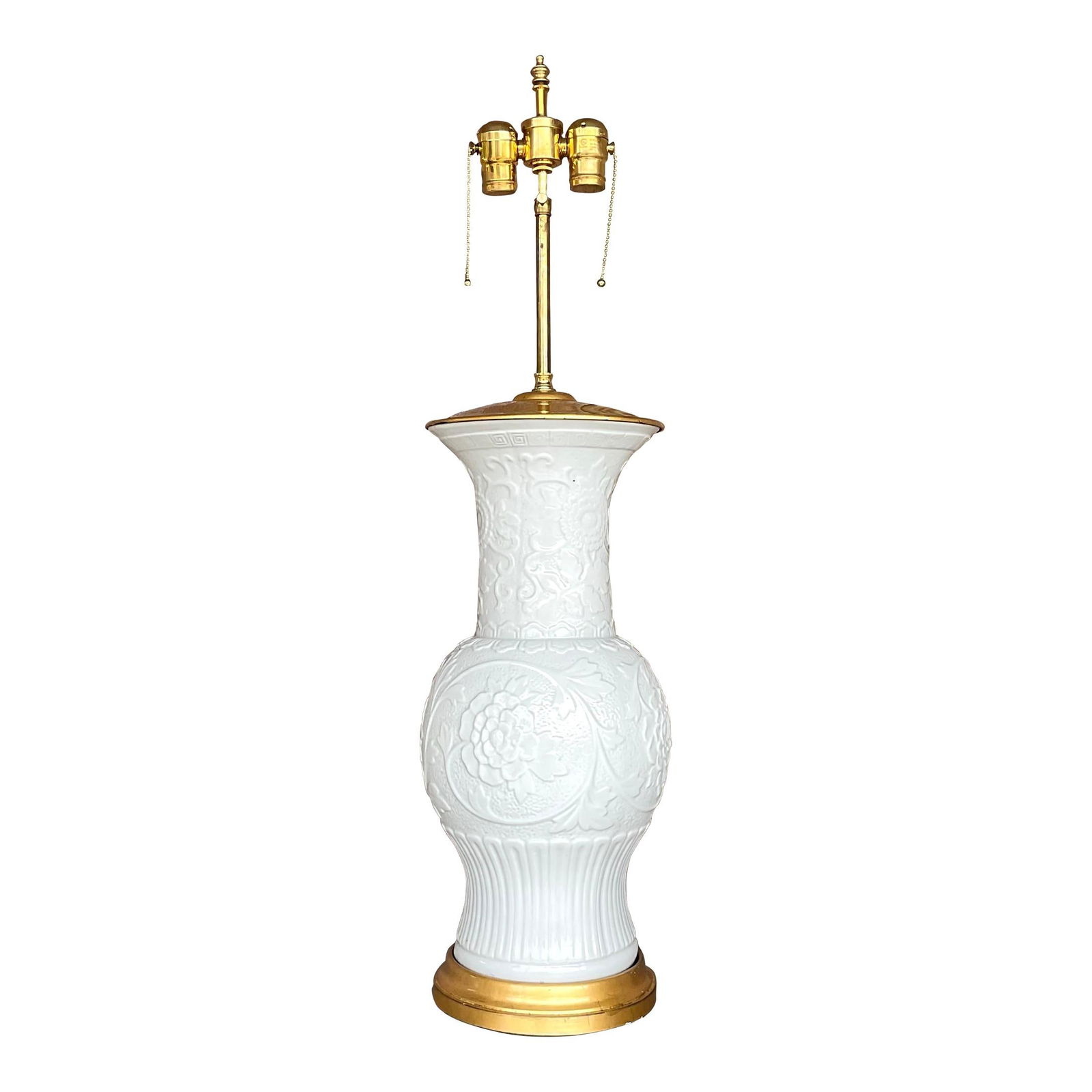 Vintage Regency Blanc De Chine Ceramic Lamp with Gilt Plinth (1 of 6)