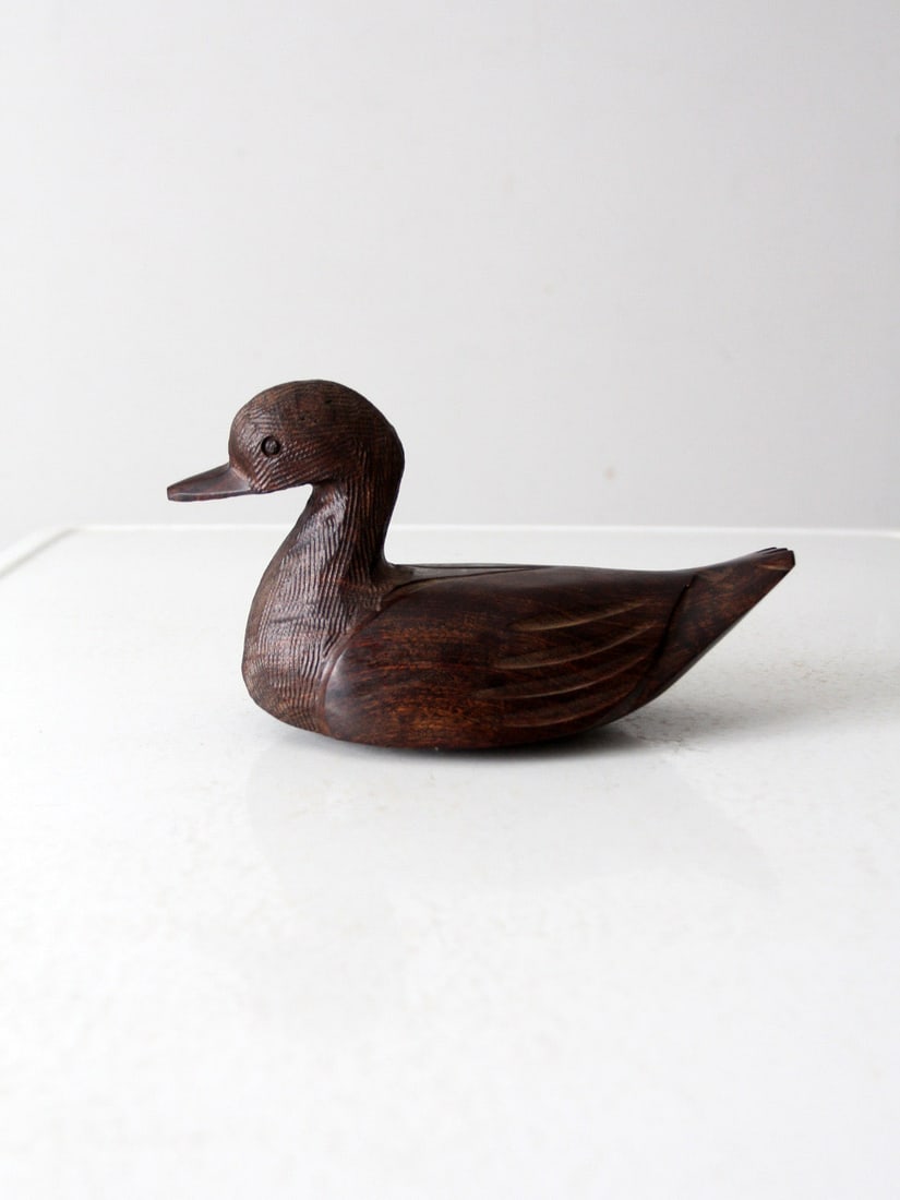 Vintage Hand-Carved Ironwood Duck Figurine Decorative Accent (1 of 9)