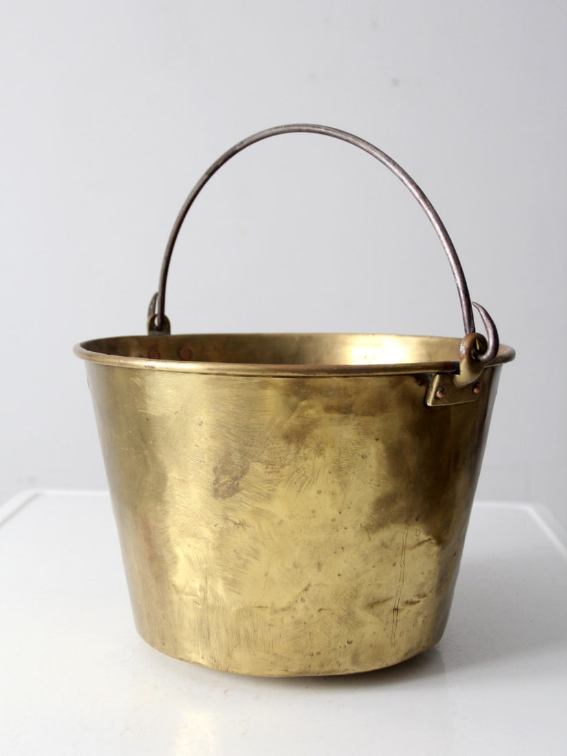 19th Century Antique Brass Kettle with Iron Bail Handle (1 of 12)