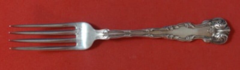 Dominick and Haff Victoria Sterling Silver Dinner Fork 7 5/8 inches: Dominick and Haff Victoria Sterling Silver Dinner Fork 7 5/8 inches This exquisite dinner fork is part of the Victoria pattern by Dominick and Haff, crafted from high-quality sterling silver. Measurin