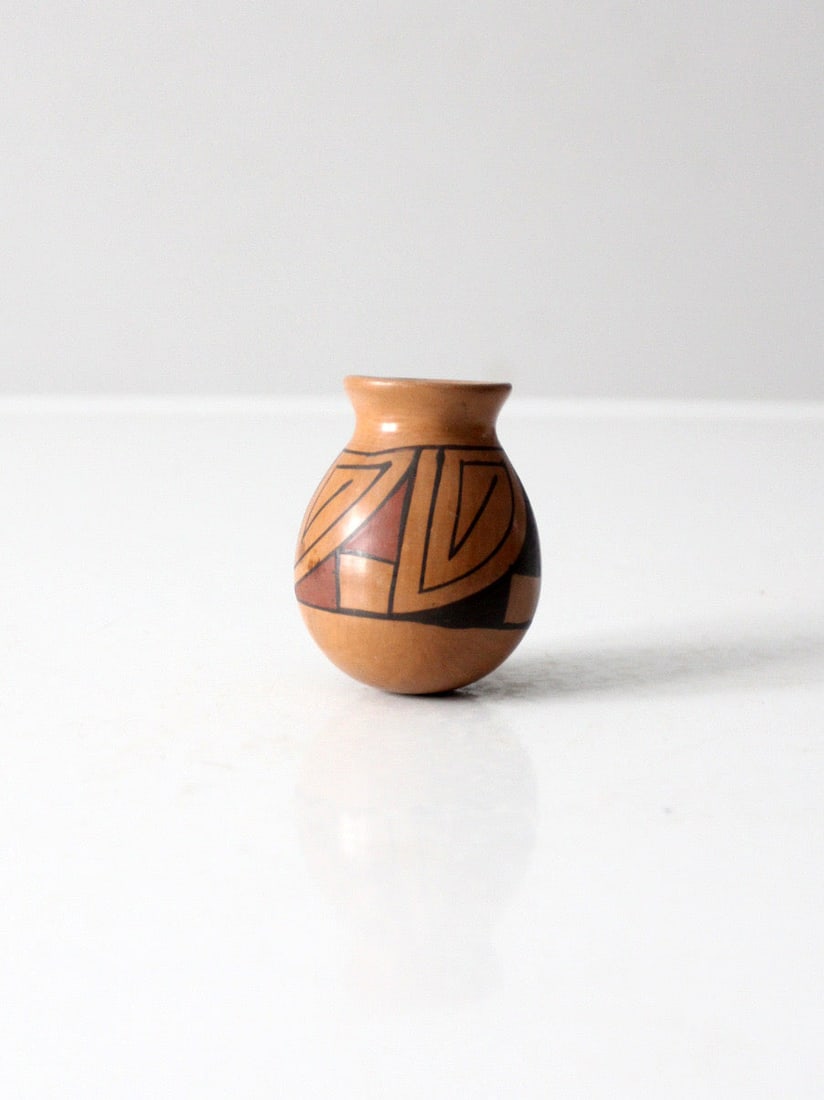 Vintage Southwestern Mini Pottery Vase Geometric Design Signed (1 of 9)