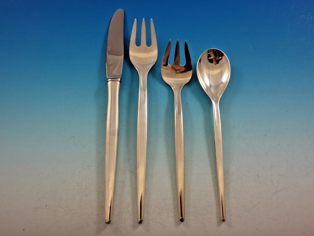 Michelsen Tulip Sterling Silver Flatware Set 32 pc for 8 Mid-Century Modern: Michelsen Tulip Sterling Silver Flatware Set 32 pc for 8 Mid-Century Modern Discover the elegant Tulip by Michelsen Sterling Silver Flatware Set, a stunning collection that embodies mid-century modern